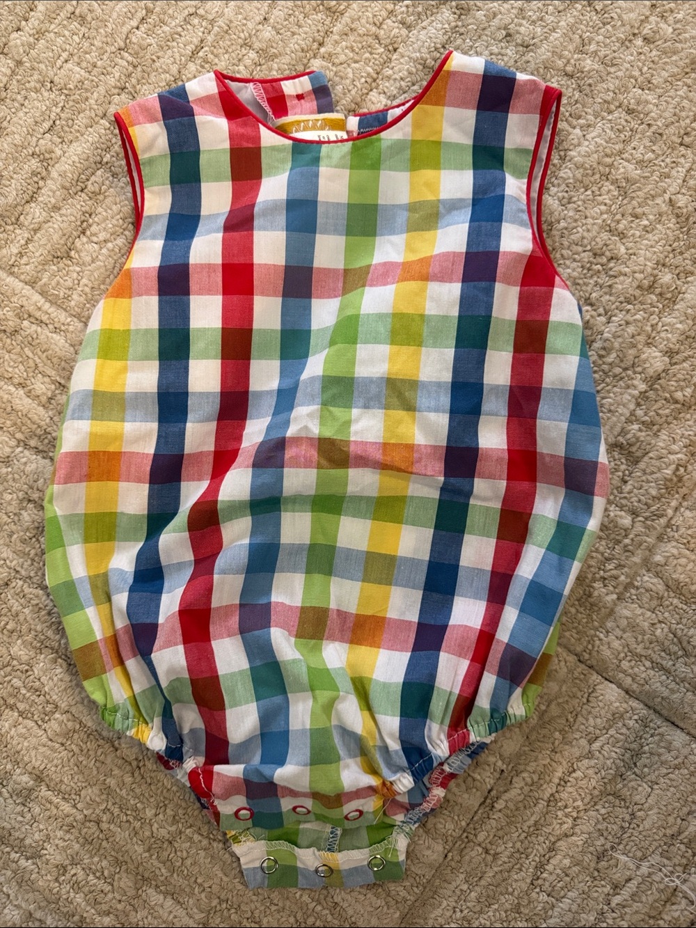 Beaufort Bonnet  Rainbow Gingham Bubble 12-18 mos